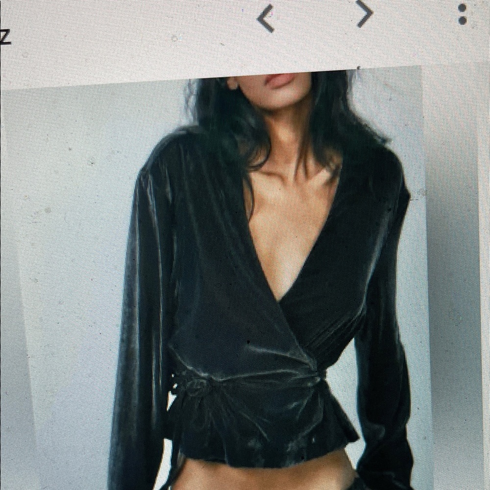 Zara charcoal grey Velvet Wrap Top - new